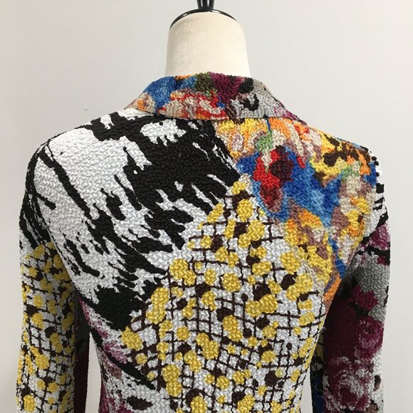 ALBERTO MAKALI Multi-Color Printed Textured Stretch Blazer Jacket - Picture 8 of 8